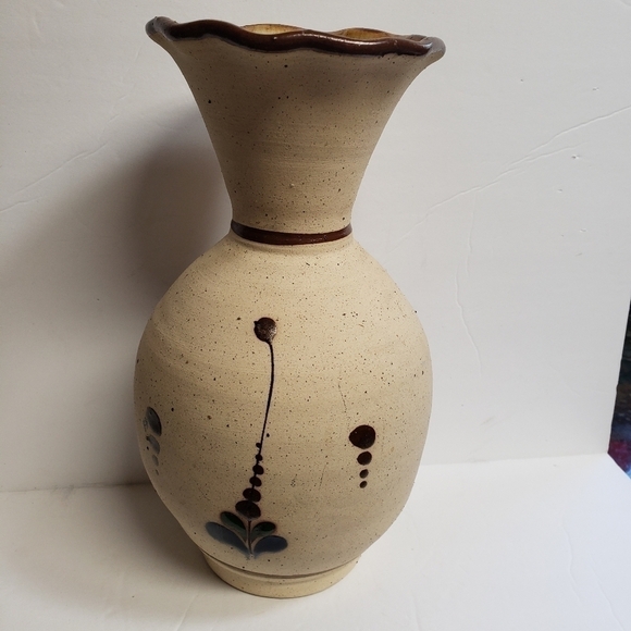 Tonala Vase Bird Floral Mexico Clay Art Pottery Large Heavy - Picture 5 of 6